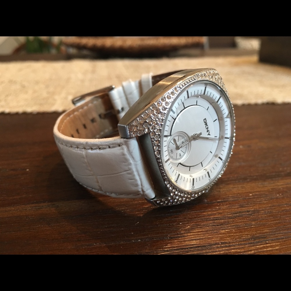 DKNY crocodile embossed leather watch